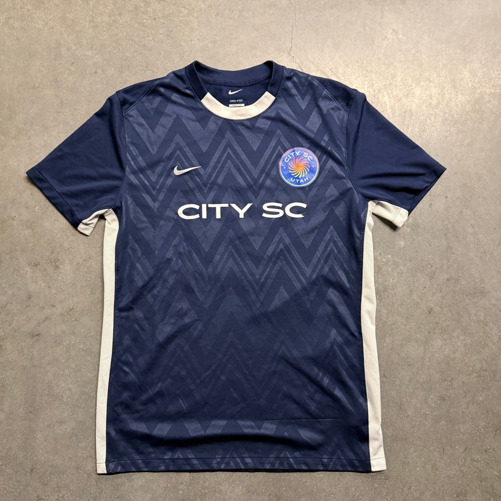Nike City SC Utah Soccer‎ Jersey Mens Large Blue Dri-FIT Slim Fit 31 Training